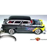 RARE KEY CHAIN BLACK FLAMED 56/1956 CHEVY NOMAD CHEVROLET NEW CUSTOM LTD... - $44.98
