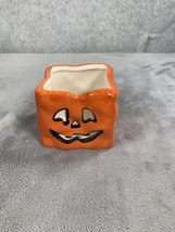 Vintage Halloween  Smiling Jack -O- Lantern Pumpkin Bag Tea light Candle Holder - £8.28 GBP