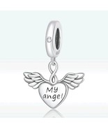 Angel simil pandora charms,angel for pandora,heart angel charm,gift char... - $26.06 CAD