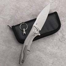 Drop Point Folding Knife Pocket Hunting Survival Army M390 Powder Steel Titanium - £98.64 GBP