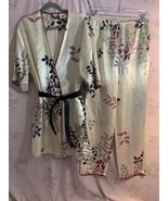 Secret Treasures Size Medium Floral Satin Robe &amp; Pajama Bottoms Sleepwear - $14.25