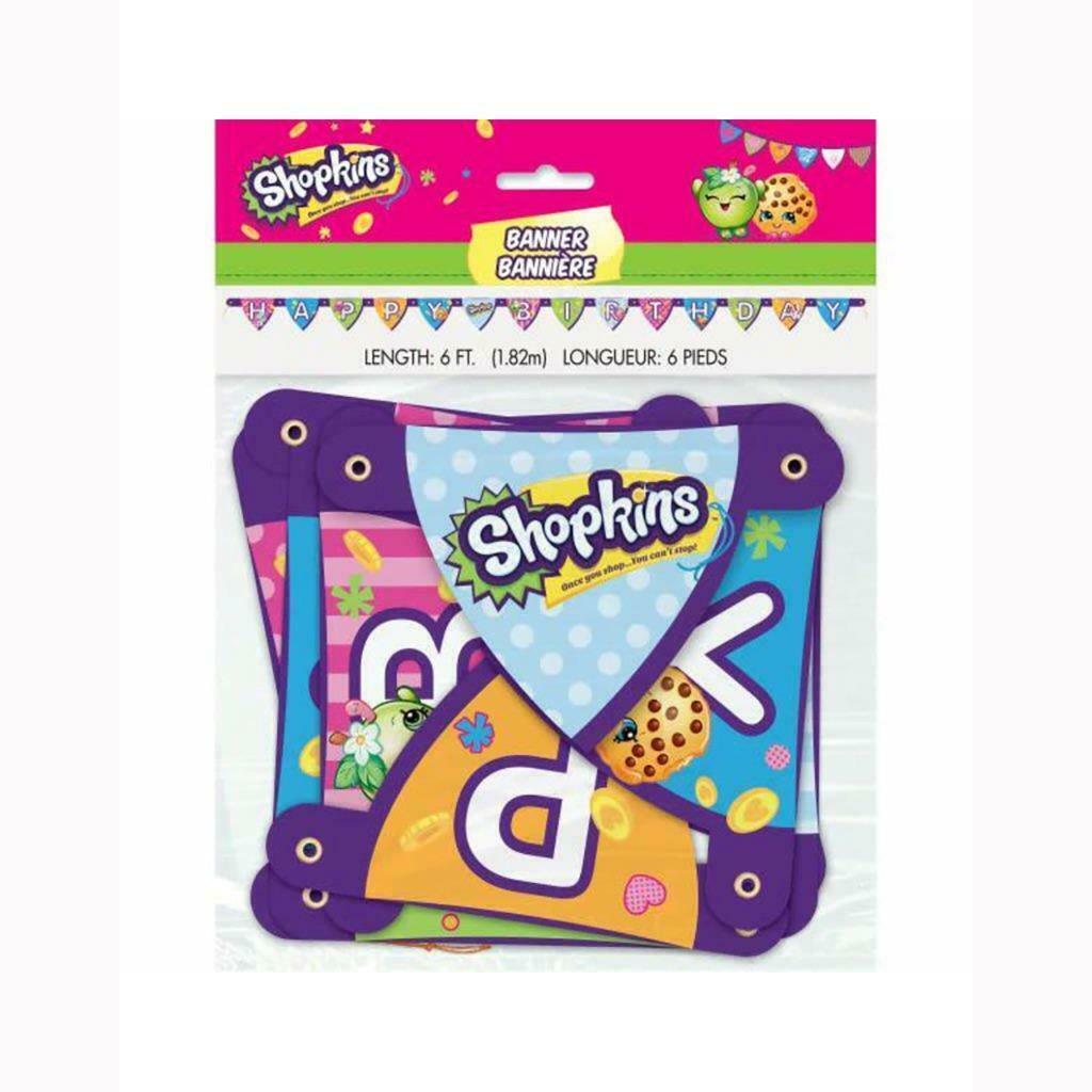 Shopkins Happy Birthday Jointed Banner 6 Foot Long Party Supplies New - $3.95
