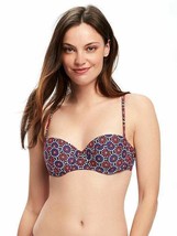 New Old Navy Women Red Tile Floral Palm Leaf Balconette Padded Bikini To... - £15.71 GBP