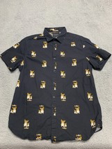 Denim &amp; Flower Shirt Mens Medium Ricky Singh Black Dad Dogs Button Up Pr... - £11.36 GBP