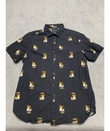 Denim &amp; Flower Shirt Mens Medium Ricky Singh Black Dad Dogs Button Up Pr... - $265.61 MXN