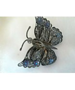 Vintage  Silver Filigree Butterfly Insect Brooch Pin Dainty - £59.92 GBP