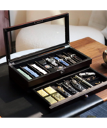 LUXURY Walnut Wood Knife Display Case Vintage Cabinet Wrist Watch Storag... - $138.54