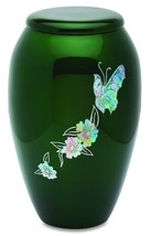 Green Butterfly 210 Cubic Inches Large/Adult Funeral Cremation Urn for Ashes - £143.35 GBP