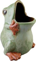 123Arts Ceramic Frog Shape Planter Retro Succulent Flower Pot Ornament,7 Inch - £31.16 GBP