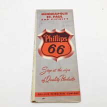 1950&#39;s Phillips 66 Road Map Minneapolis St. Paul &amp; Vicinity 27x18 inches - $20.90 CAD