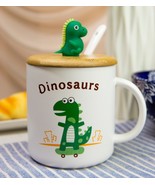 Ebros Pack Of 2 Green Baby Dinosaur On Skateboard Coffee Mugs With Lid A... - $36.91 CAD