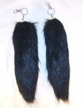 12 JUMBO BLACK FOX TAIL KEY CHAIN foxes wild animals novelty keychain am... - $40.95