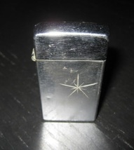 SCRPTO Silver Tone Art Deco Engraved Star BUTANE Gas Lighter Made in the... - $11.99