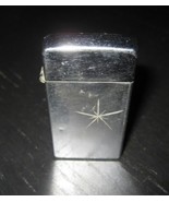 SCRPTO Silver Tone Art Deco Engraved Star BUTANE Gas Lighter Made in the... - £9.07 GBP