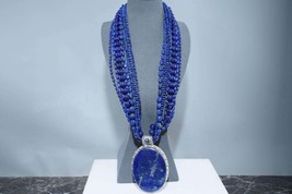 Huge Vintage Sterling Multi-Strand Lapis Lazuli Beaded necklace - £422.40 GBP