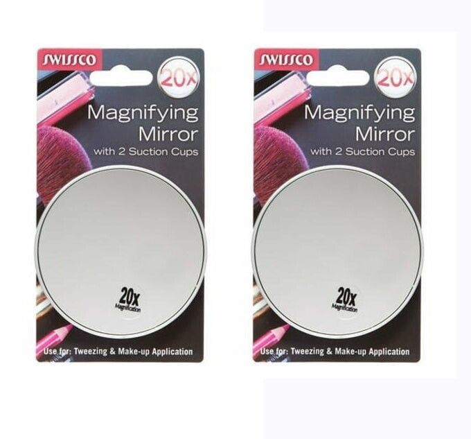 Swissco Suction Cup Mirror 20x Magnification  88106 2Pk
