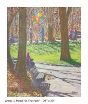 J. Mead Original Oil Painting &quot;In The Park&quot;  - £117.85 GBP