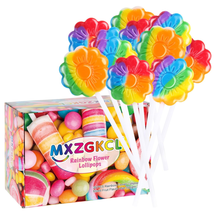Rainbow Flower Lollipop, 36 Pack Rainbow Swirl Lollipops Individually Wr... - £20.51 GBP