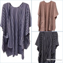 Simply Noelle bordeaux Cardi wrap shawl stripe pockets blue, navy, blush... - $372.37 MXN