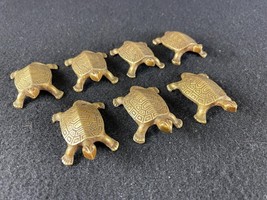 Rare Set of 7 Bronze Hand Carved Vintage Miniature Turtles - £78.77 GBP