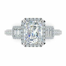 Gorgeous 3.25Ct Radiant Cut Diamond Engagement Ring Solid 14k White Gold Size 9 - £220.32 GBP
