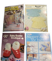 Vintage BABY Crochet Knit Leaflets Mixed Lot 4 Pattern Booklets Gifts La... - $14.45