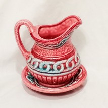 Water Pitcher Wash Basin Bowl Set Pink Mini TILSO Vintage Japan Swirls Blue 5.5&quot; - £25.56 GBP