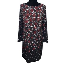 J Jill Wearever Black Red Floral Lagenlook Boat Neck Dress Size Small - £15.46 GBP