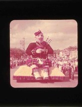 Scotsman Kilt Playing Bagpipes Parade Float Homemade Glass Slide Univ of... - £21.77 GBP