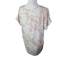 Cupio Long Tee Shirt Tunic Pink Floral Fern Womens Large - £14.02 GBP