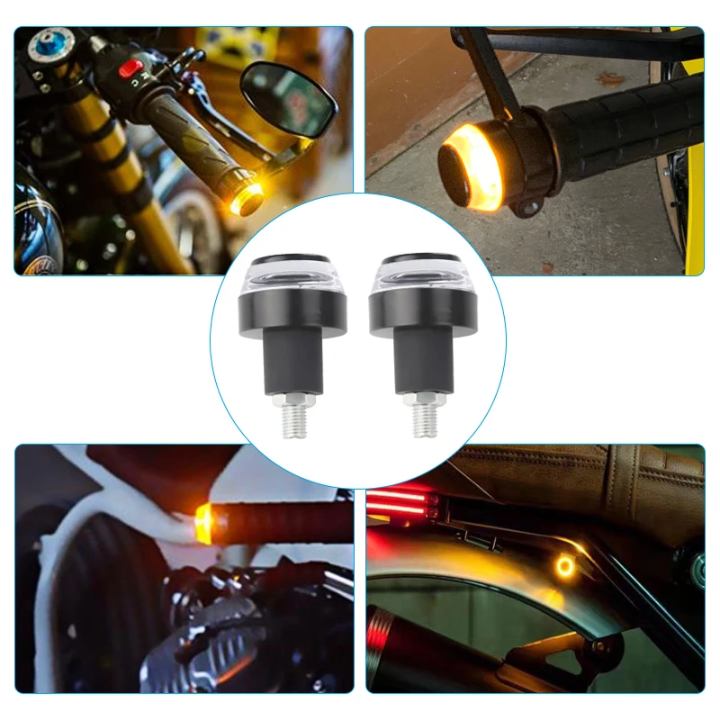 Motorcycle 2PCS Turn Signal LED Light Indicator Blinker Handle Bar End Led Water - £103.45 GBP