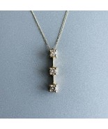 10k Gold Genuine Diamond 3 Stone Bar  Pendant Necklace - £110.20 GBP