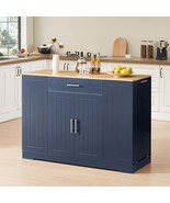 53&quot; Navy Kitchen Island w/ Drawers &amp; Trash - $439.83 CAD