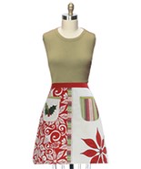 Kay Dee designs girlie apron red Christmas Poinsettia H1011 green 1/2 ho... - $558.38 MXN