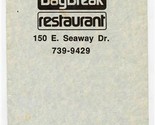 Daybreak Restaurant Illustrated Breakfast Lunch &amp; Dinner Menu Muskegon M... - $17.82