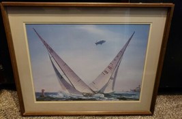 Kipp Soldwedel Print 1977 Ted Turner Courageous Sailing Ship Framed  - £318.94 GBP