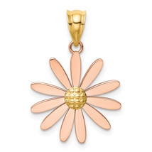 14k Two-tone Rose and Gold Daisy Pendant K4828 - £168.73 GBP