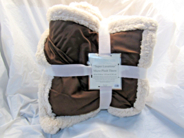 Brown Luxurious Sherpa Lamb Skin Micro Plush Throw Blanket 60&quot;x80&quot; Reversible - £39.95 GBP