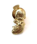 Precious Moments Pin Brooch Gold Tone Angel Child Cherub Halo Religious  - $7.00