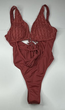shein NWT coral red ruffled one piece swimsuit size small T1 - $16.73