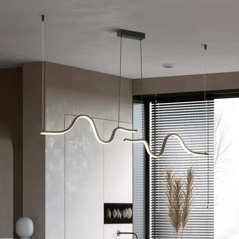 Minimalist Linear LED Pendant Light Nordic Luxury Hanging Chandelier For... - $37.92+
