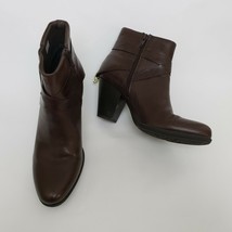 Born BOC Ankle Boots Booties Shoes Brown Stack Heels Zipper Leather Size 9.5 M - £31.54 GBP