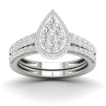 Authenticity Guarantee 
14K White Gold 1ct TDW Diamond Pear Cluster Halo Brid... - £1,135.07 GBP