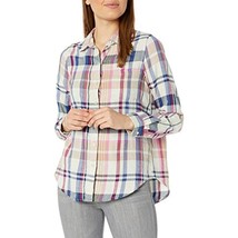 $80 Lucky Brand Women&#39;s Classic One Pocket Plaid Shirt Natural Multi Size XS - £12.06 GBP