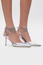 NIB 100% AUTH Jimmy Choo Birtie 85 Metallic Leather Crystal Fringe Pumps... - £476.91 GBP