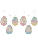 Bethany Lowe Pastel Stripe Polka Dot Easter Egg Tin Ornaments Set/6 Deco... - $19.57