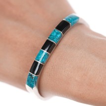 7&quot; Retro Mexican sterling and stone bangle - £102.21 GBP