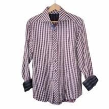 Robert Graham | Rust Brown Blue Tan Plaid Shirt, size medium - £37.88 GBP