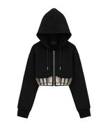 RTA Nora Zip Up Hoodie Corset Top Black $295, Sz S, NWT! - $2,748.26 MXN