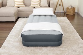 Sleeplux Twin Air Mattress Supersoft Snugable Top Extra Durable Tough, Grey - £52.82 GBP